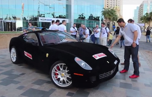 Velvet Wrapped Ferrari Cruises The Streets of Dubai - Digital Print Media